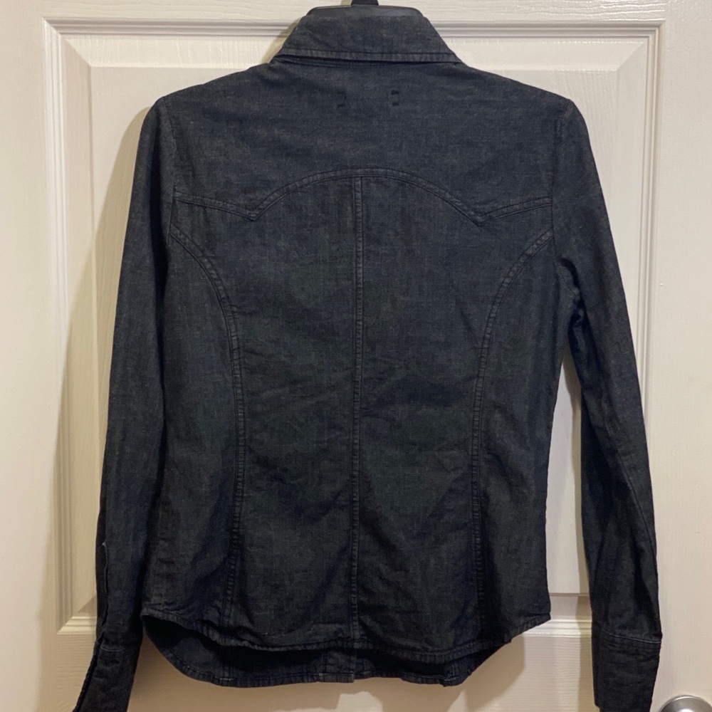 William Rast Snap Button Down Black Denim Shirt. - image 3
